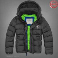 heren abercrombie fitch hooded donsjassen houtskool grijs groen Overhemd Patroon kc438770